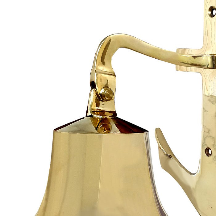 7 Inch Brass Ship Bell Wall Decor with Anchor Bracket Design, Gold