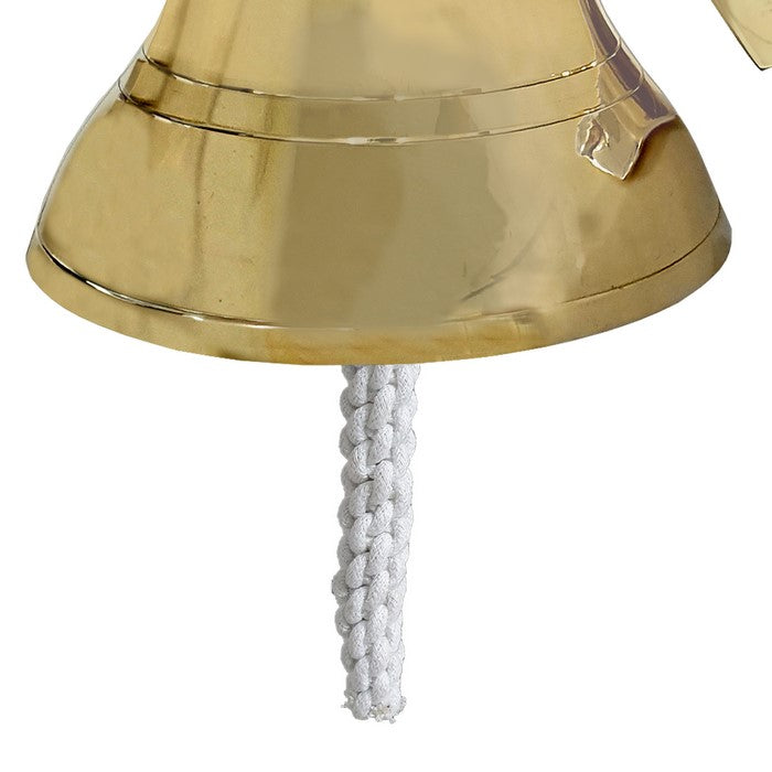 7 Inch Brass Ship Bell Wall Decor with Anchor Bracket Design, Gold