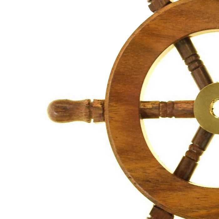 decorative Wooden Ship Wheel - Wood and Brass