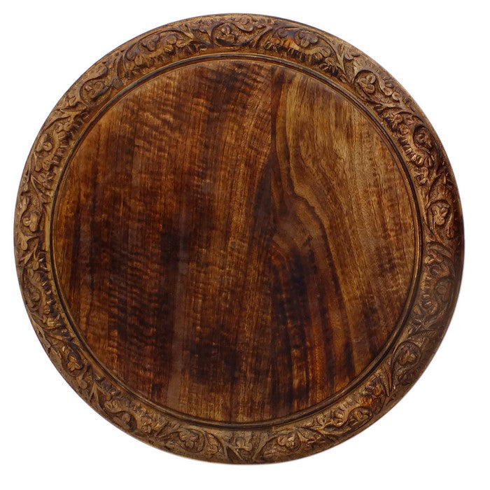 The Urban Port Wooden Hand Carved Folding Accent Coffee Table, Brown