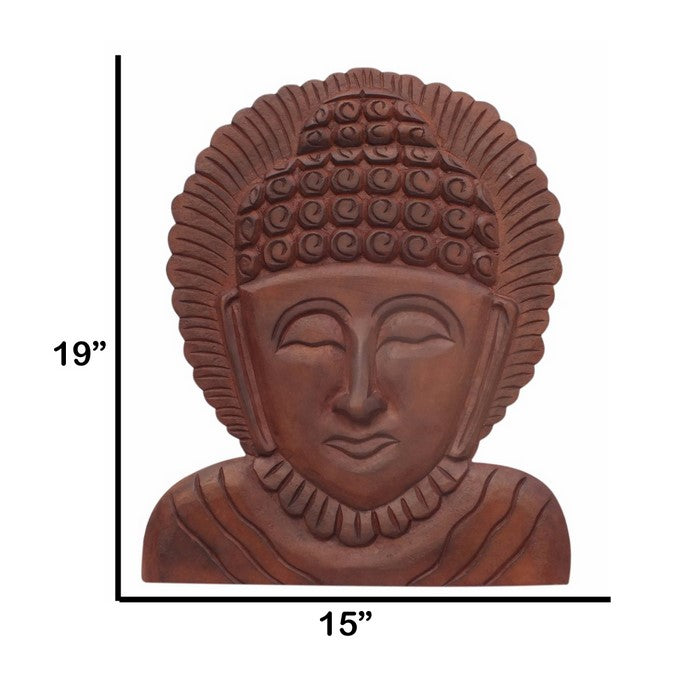 The Urban Port Wooden Buddha Wall Hanging ArtDecor, Brown