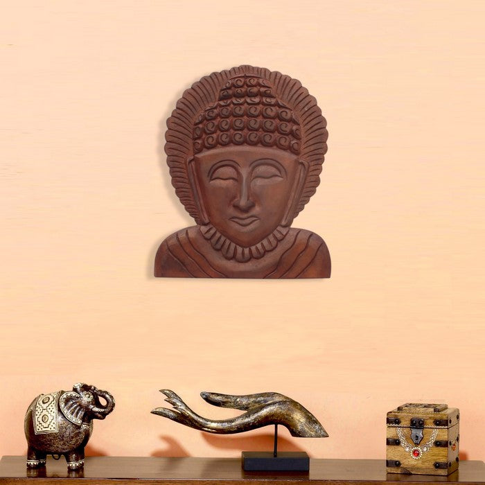The Urban Port Wooden Buddha Wall Hanging ArtDecor, Brown