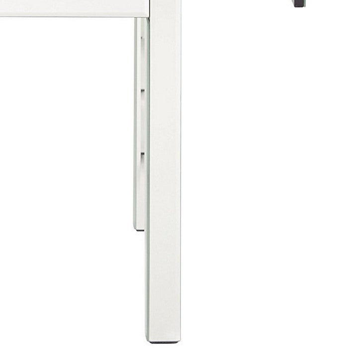 The Urban Port Single Drawer Mirrored End Table, Silver & Clear