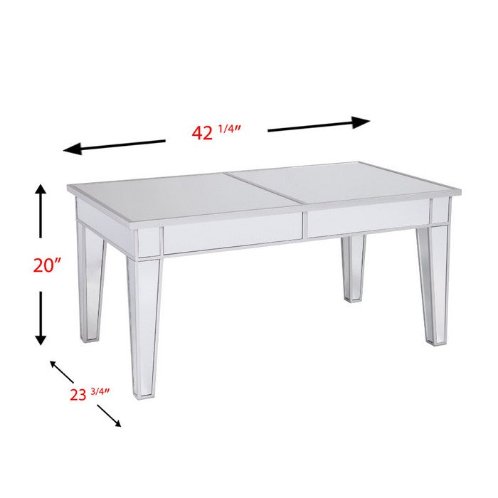 The Urban Port Mirror Cocktail Table/Coffee Table, Silver