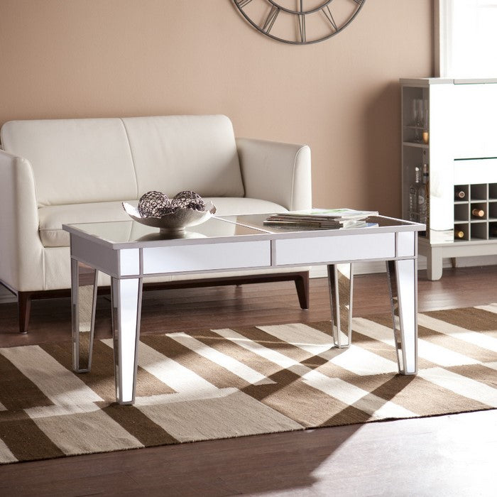 The Urban Port Mirror Cocktail Table/Coffee Table, Silver