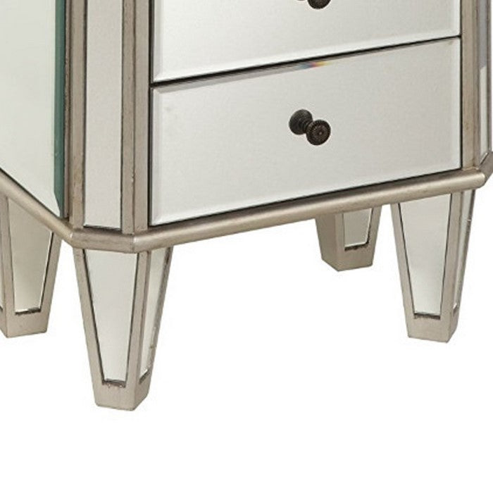 The Urban Port Spacious Mirrored Jewelry Armoire, Silver