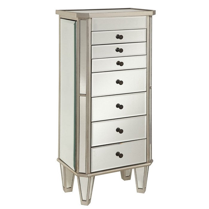 The Urban Port Spacious Mirrored Jewelry Armoire, Silver
