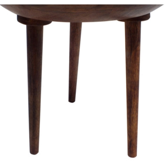 The Urban Port Round Wooden Folding Table with Tapered Legs, Brown