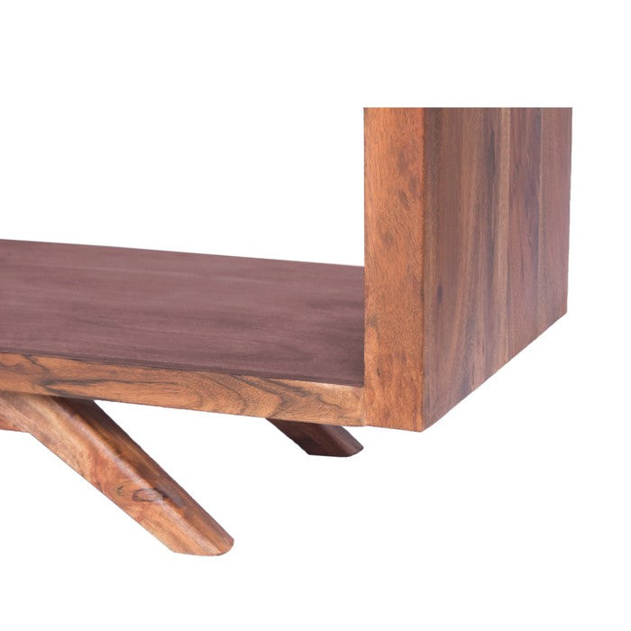 Mid Century Modern Acacia Wood Tv Unit With Splayed Legs, Walnut Brown