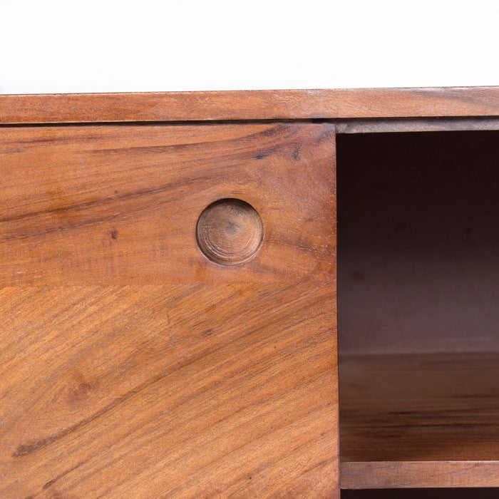 Mid Century Modern Acacia Wood Tv Unit With Wide Storage, Walnut Brown
