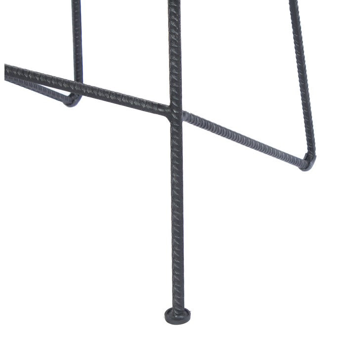 Mango Wood Saddle Seat Bar Stool With Iron Rod Legs, Brown and Black