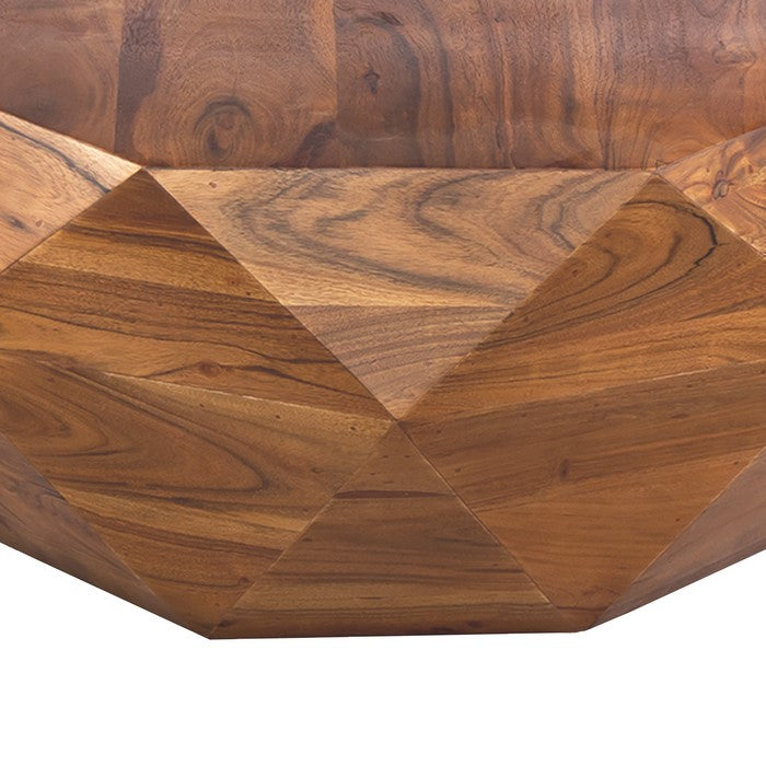 Diamond Shape Acacia Wood Coffee Table With Smooth Top, Dark Brown