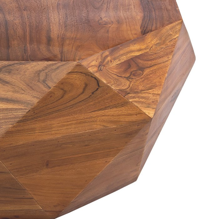 Diamond Shape Acacia Wood Coffee Table With Smooth Top, Dark Brown
