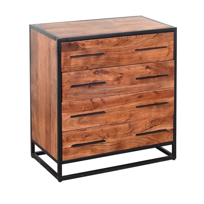 Handmade Dresser with Live Edge Design 4 Drawers, Brown and Black