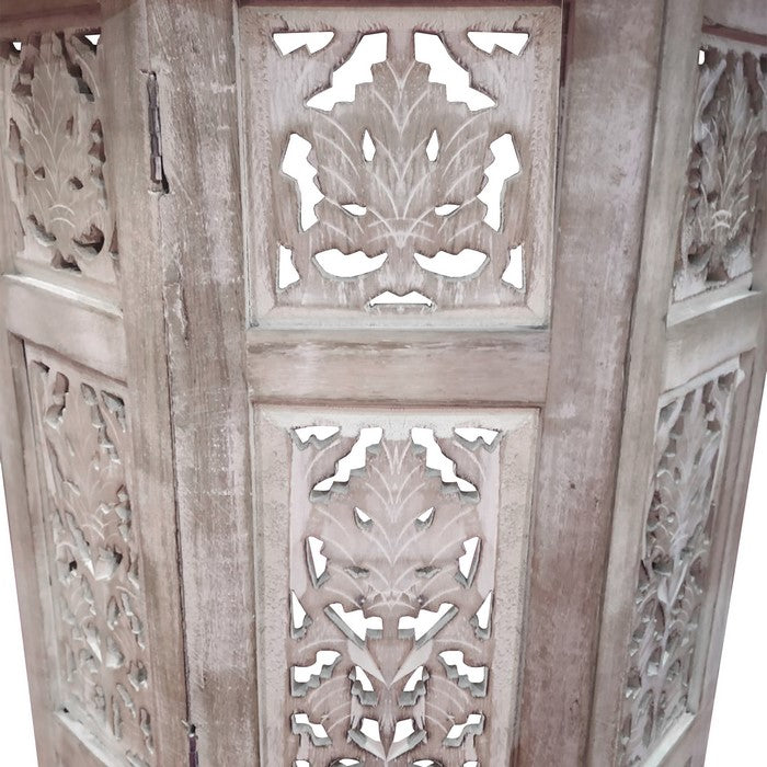 The Urban Port Wooden Hand Carved Folding Accent Coffee Table, White