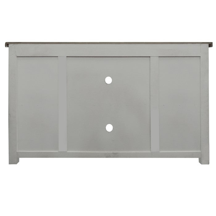 69 Inch Wooden Media Console with Barn Style Sliding Door, Brown and White