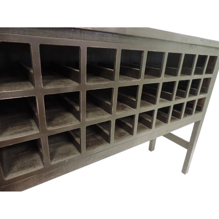Rectangular Wooden Wine Cabinet with Multiple Storage Slots, Brown