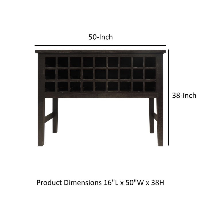 Rectangular Wooden Wine Cabinet with Multiple Storage Slots, Brown