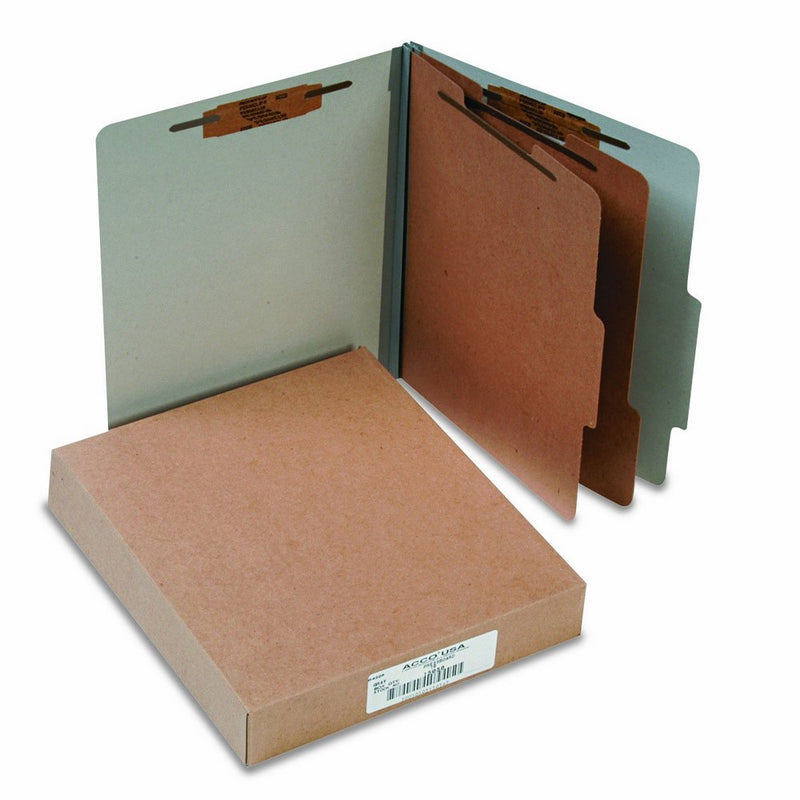 ACCO 15056 ACCO Pressboard 25-Point Classification Folders, Ltr, 6-Section, Mist GY, 10/Box