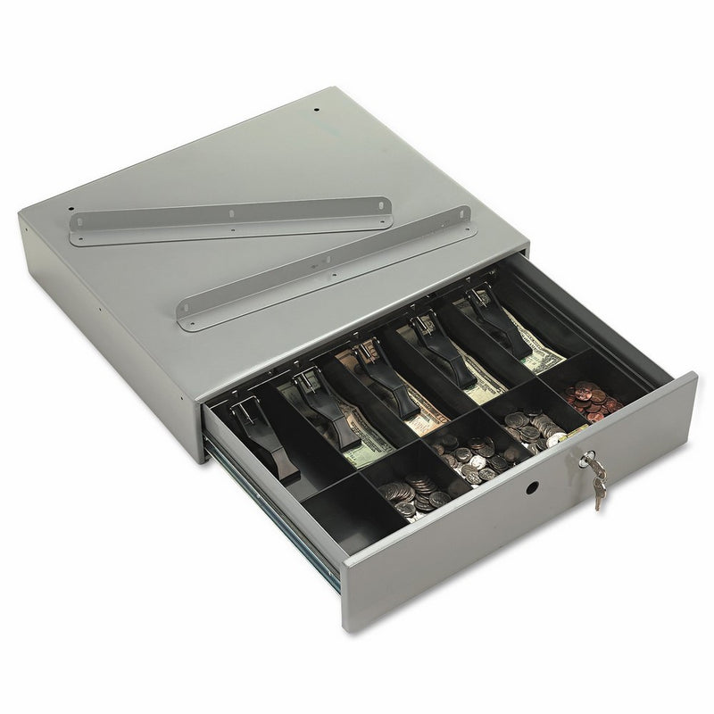 PM Company SecurIT Steel Cash Drawer with Bell and Removable Cash Tray, 17.75 x 15.75 x 3.75 Inches, Gray, 1/Carton (04964)