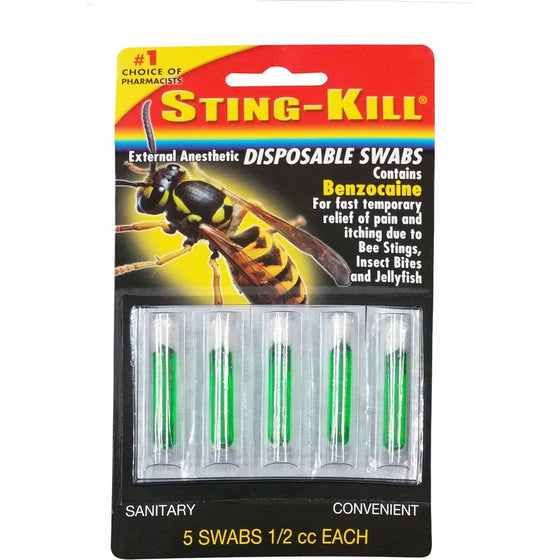 Sting-kill External Anesthetic Disposable Swabs with Benzocaine, 5 EA