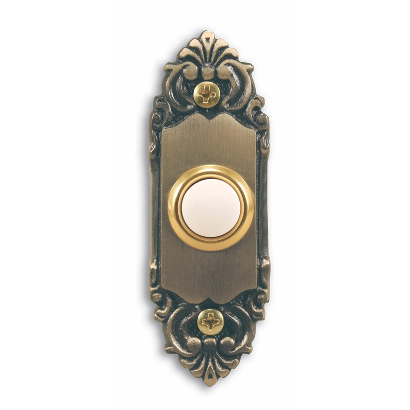 Heath Zenith SL-925-02 Wired Door Chime Push Button, Antique Brass with Lighted Center