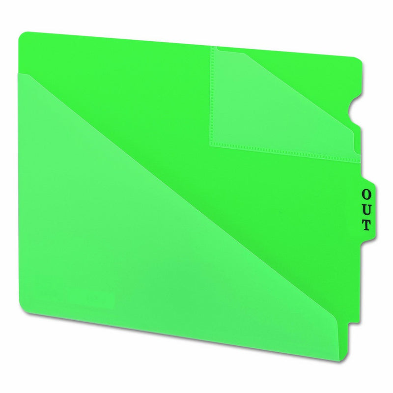 Smead 61962 Out Guides w/Diagonal-Cut Pockets, Poly, Letter, Green (Box of 50)