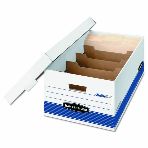 Bankers Box 0083201 STOR/FILE Extra Strength Storage Box, Legal, Locking Lid, White/Blue (Case of 12)