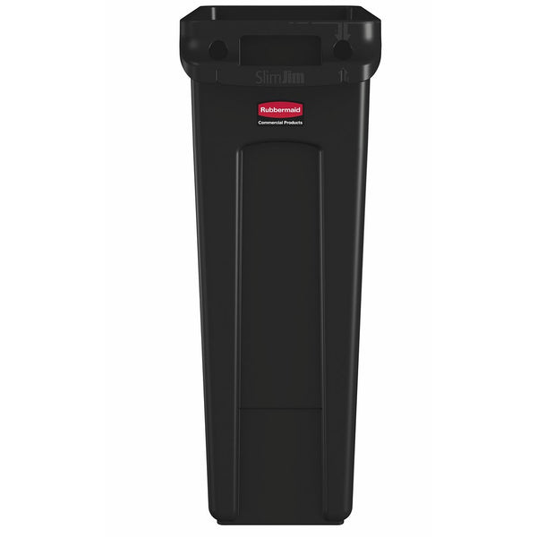 Rubbermaid Commercial Products Slim Jim Trash Can Waste Receptacle with Venting Channels, 23 Gallons, Black (FG354060BLA)