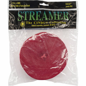 Cindus Crepe Streamers, 1.75" by 500', Flame Red