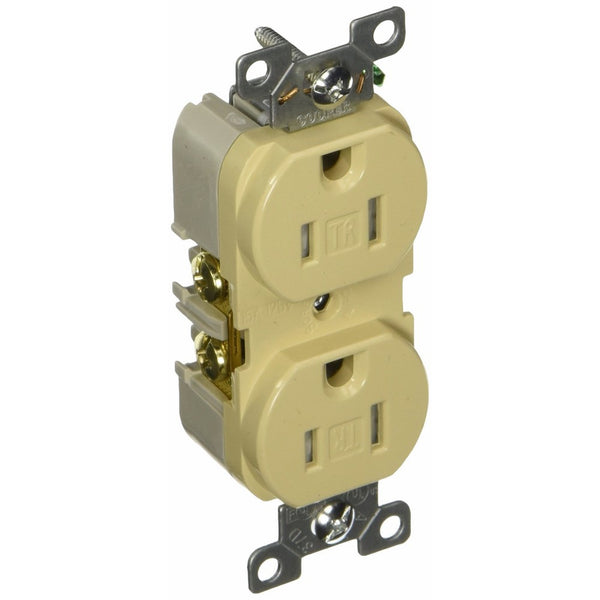 Eaton TRBR15V-BXSP 15-Amp 3-Wire 125-Volt Tamper Resistant Commercial Grade Duplex Receptacle 2-Pole, Ivory