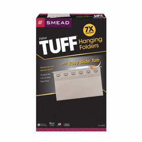 Smead TUFF Hanging File Folder with Easy Slide Tab, 1/3-Cut Sliding Tab, Legal Size, Steel Gray, 18 per Box (64093)