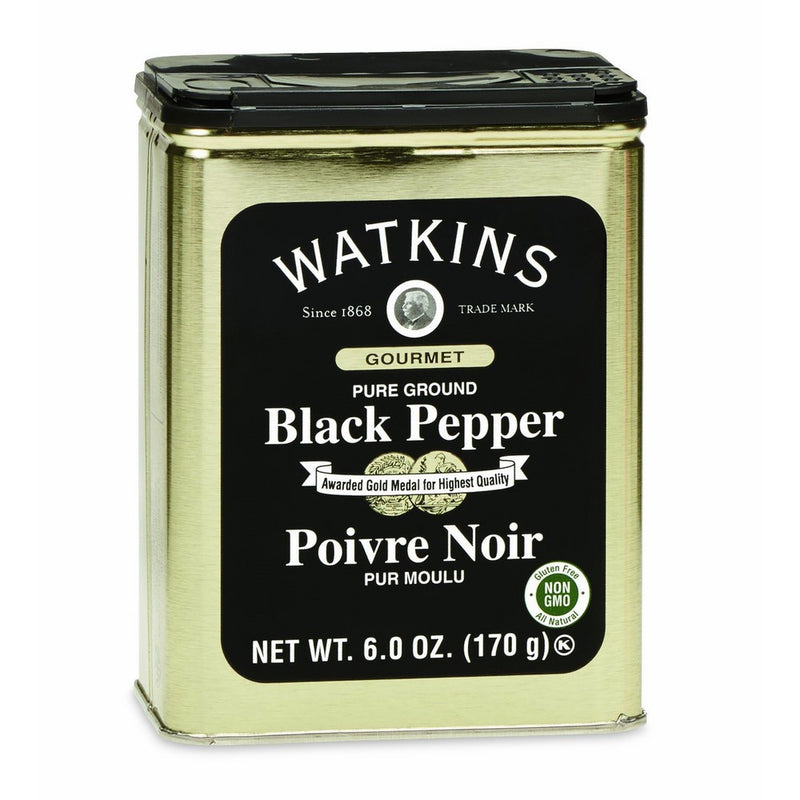 Watkins All Natural Gourmet Spice Tin, Pure Ground Black Pepper, 6 Ounce