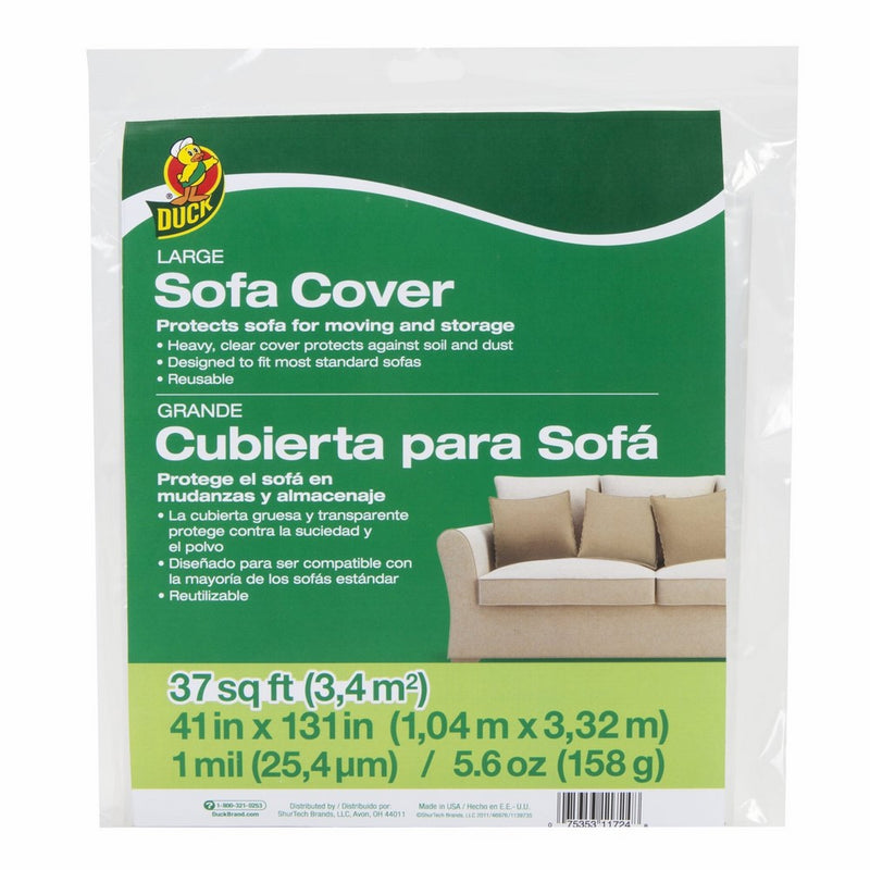 Duck Brand 1139735 Sofa Cover, Large, 41" x 131", Clear