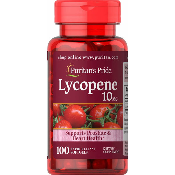 Puritan's Pride Lycopene 10 mg, Prostate and Heart Health Supplement, 100 Rapid Release Softgels