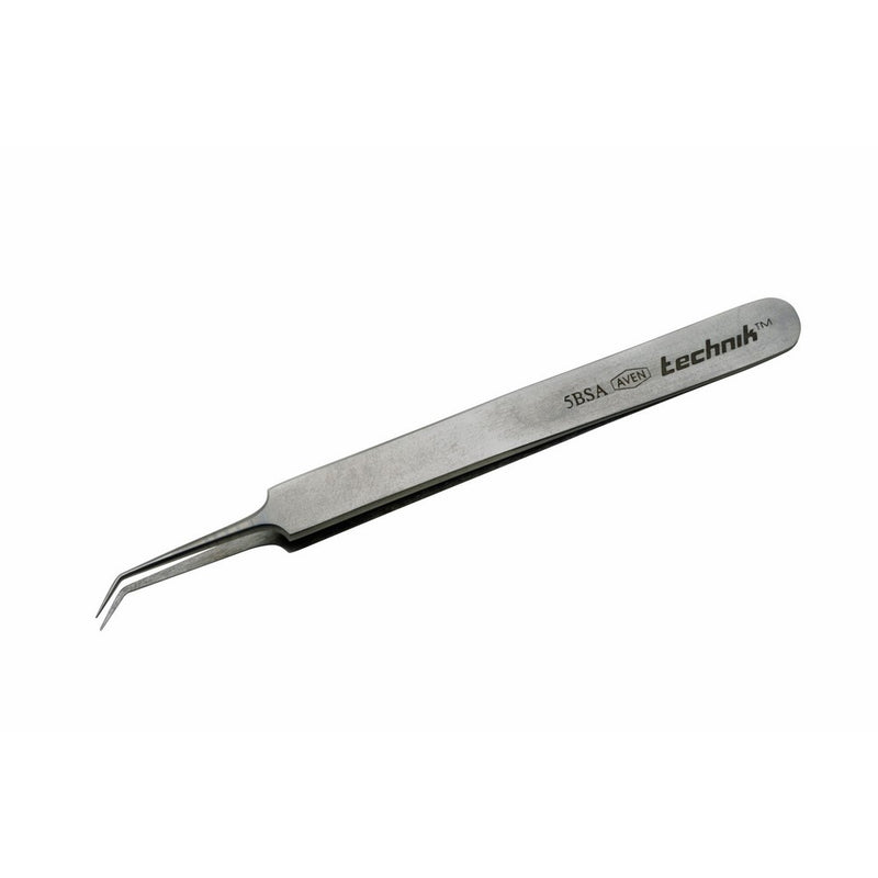 Aven 18066USA Pattern 5B Angled Ultra Fine Precision Tweezer, Stainless Steel, 4-1/4" Length, 3 Star Grade