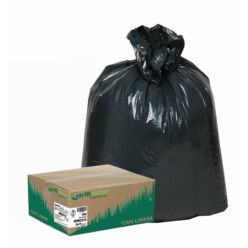 Earthsense Commercial RNW2410 Can Liner 24x23, 7-10 Gal, .85 mil, Black, (Case of 500)