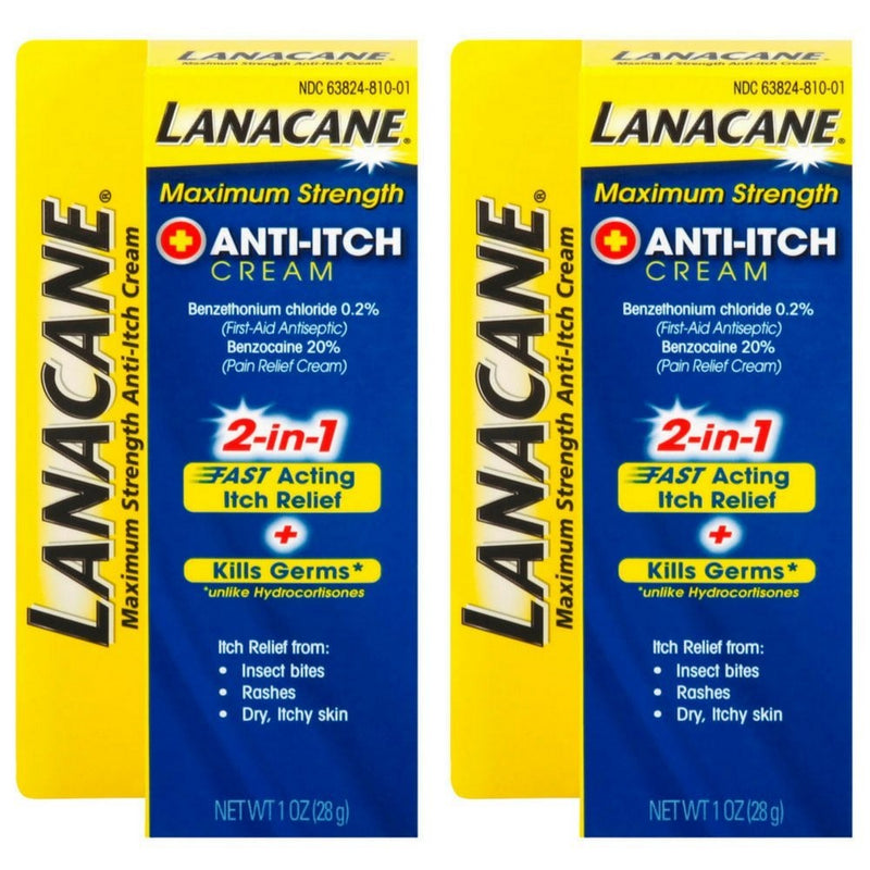 Lanacane Maximum Strength Anti Itch Cream, 1 oz (Pack of 2)