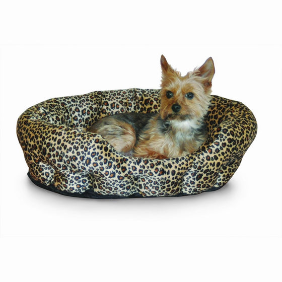 K&H Pet Products Self-Warming Nuzzle Nest Pet Bed Leopard 19"