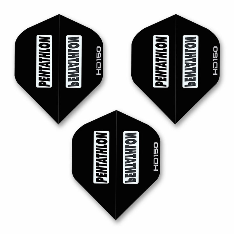 Dart World Pentathlon HD 150 Standard Shape Dart Flights, Black