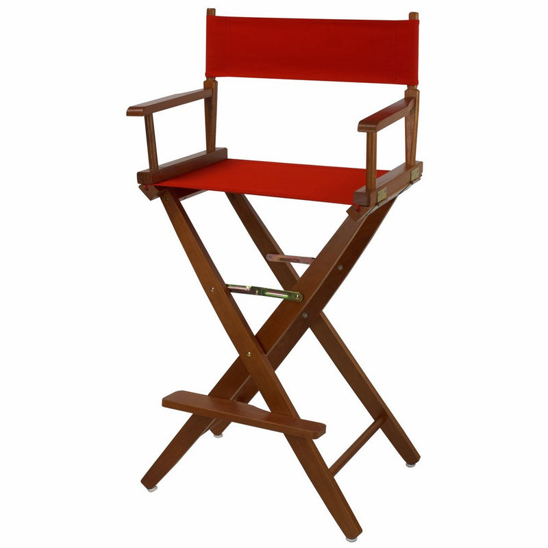 American Trails Extra-Wide Premium 30" Director's Chair Mission Oak Frame with Red Canvas, Bar Height