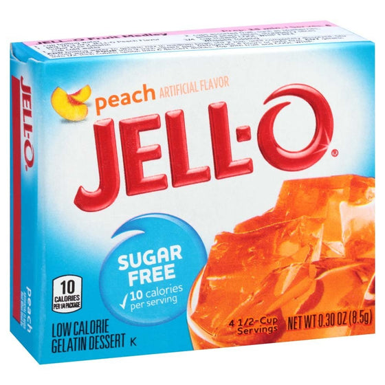 Jell-O Sugar-Free Peach Gelatin Mix 0.3 Ounce Box (Pack of 6)