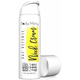 Body Merry Age Defense Neck Cream - Anti aging moisturizer w CoQ10 Vitamin C Squalane for firming & combating wrinkles on neck, decolletage, face & eyes for men and women - can be used day & night