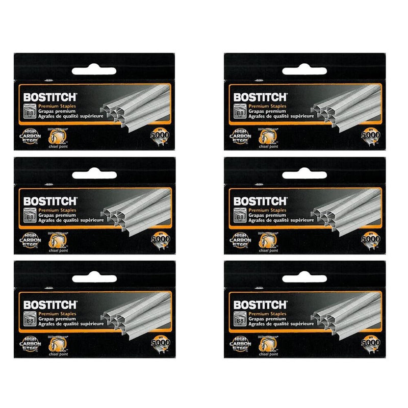 Value Pack of 6 Boxes Stanley Bostitch B8 Powercrown Premium 1/4" Staples (Stcrp21151/4)