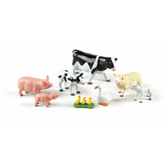Learning Resources Jumbo Farm Animals: Mommas and Babies Toy Set, 8 Pieces