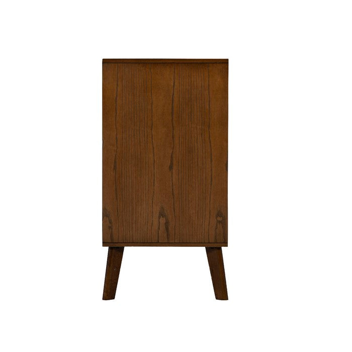 Grained Wooden Frame Dresser with 6 Drawers and Angled Legs, Brown
