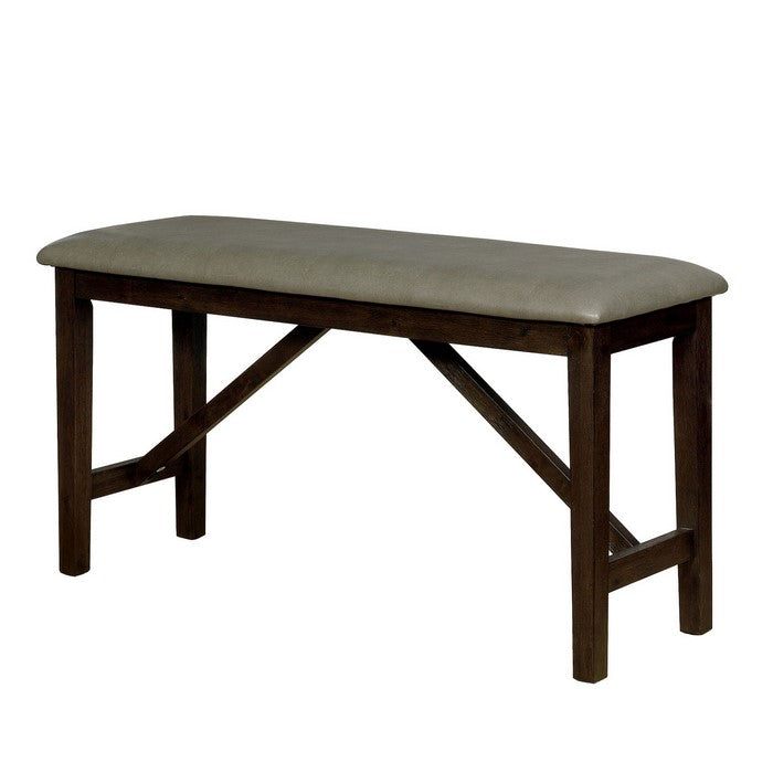 Wooden Counter Height Bench with Trestle Base, Brown and Gray
