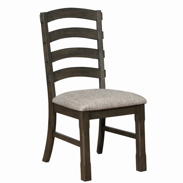 Ladder Arched Back Side Chair with Wooden Legs, Set of 2, Brown and Gray