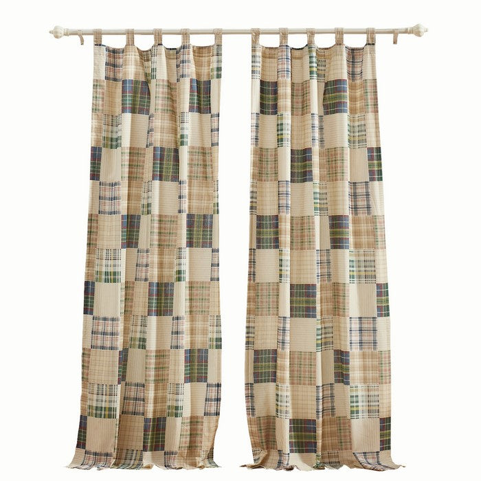 Plaid Square and Striped Pattern Window Panel, Set of 4, Multicolor - BM223411