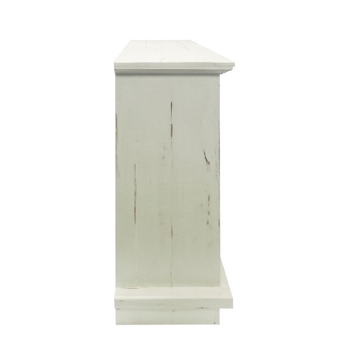 3 Drawer Cottage Style Wooden Cabinet with 2 Door Storage, Antique White and Black